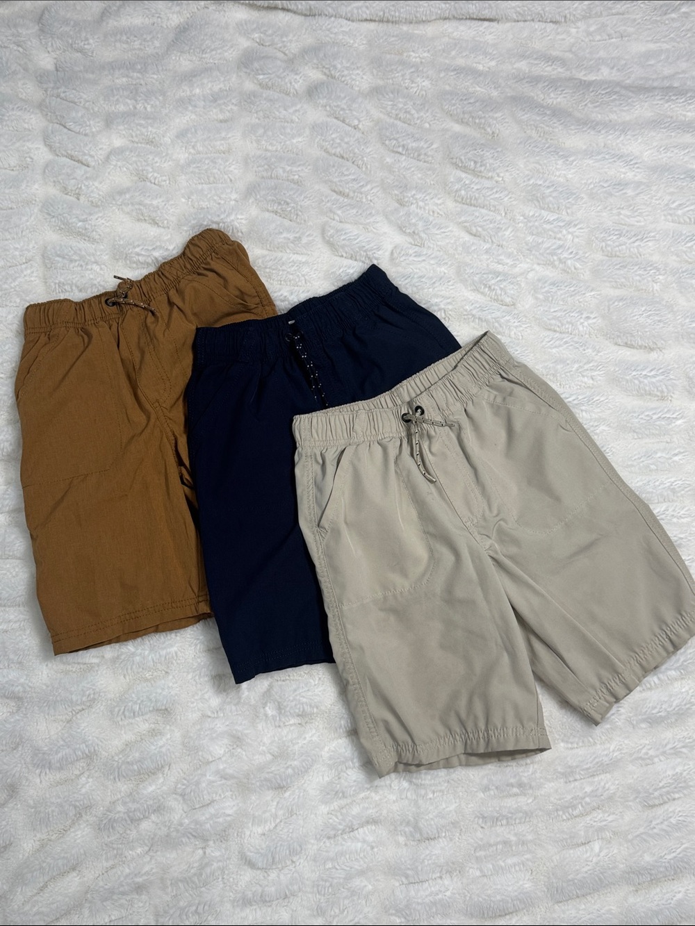 Boys Jumping Bean Size 8, Casual Drawstring Shorts - Beige, Navy, Brown/Cognac